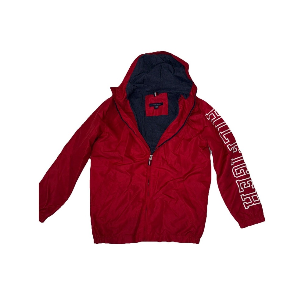 Vintage Tommy Hilfiger Windbreaker Jacket Men Medium Spellout Flag 90s 14/16‎ - Picture 5 of 10